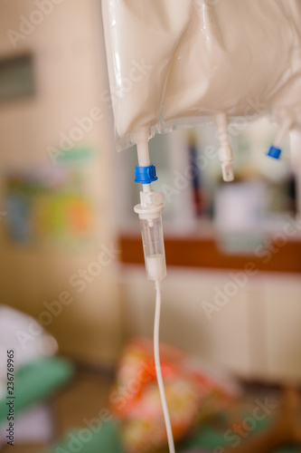 Total Parenteral Nutrition (TPN) drip into vein for patient treatment.