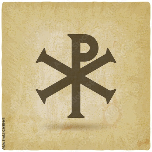 Chi Rho Christian symbol vintage background