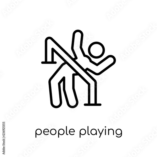 People playing Limbo icon icon. Trendy modern flat linear vector