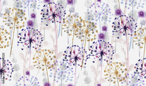 Seamless Watercolor wild floral pattern in hand painting style , delicate flower wallpaper