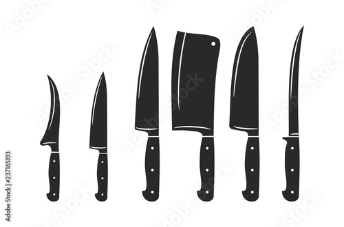 Kitchen knives vector icon set