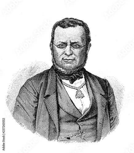 Vintage engraving portrait of Camillo Benso, Count of Cavour (1810 - 1861) , Italian statesman, Prime Minister of the Kingdom of Piedmont-Sardinia and Prime Minister of Italy
