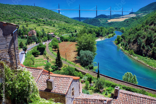 The village of Peyre, officially one of the most beautiful villages in France, close to the city of Millau, on the River Tarn