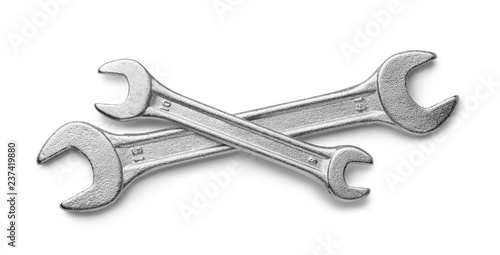 Top view of two silver wrenches