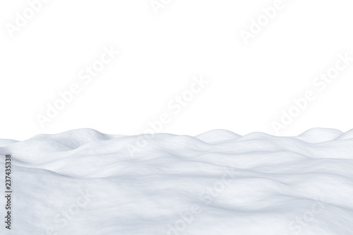 White snowy field isolated on white background