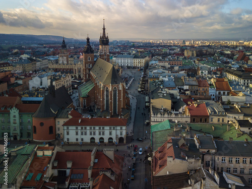 Krakow's Old Town from a bird's eye view, Poland