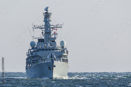 WARSHIP - Frigate on a patrol in the sea