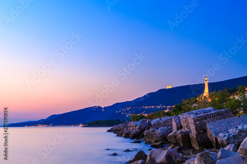 Sunset near the old lighthouse of Trieste