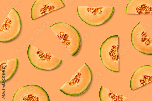 Colorful fruit pattern of melon slices