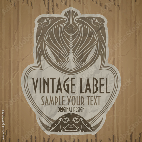 vector vintage items: label Art Nouveau