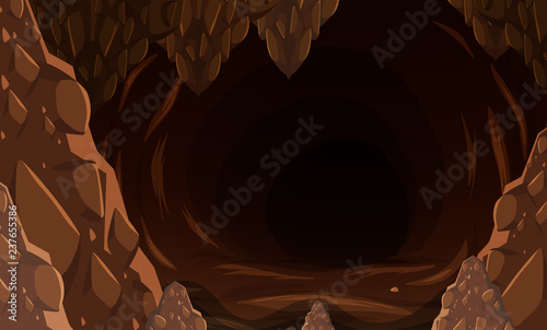 A dark stone cave