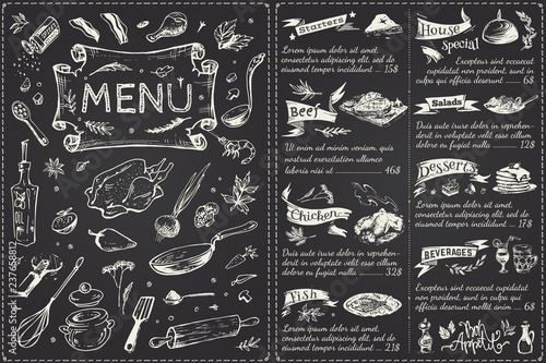 Vintage menu main page design. Hand drawn vector