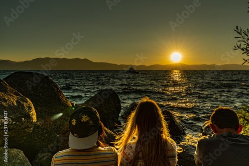 South Lake Tahoe, family sunset