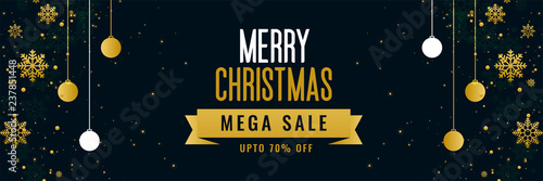 merry christmas mega sale golden banner template