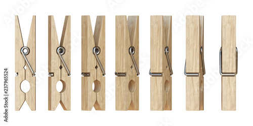 Wooden clothespins 3D