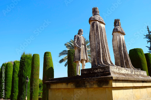 Statue of Catholic Kings and Columbus in Alcazar, Cordoba