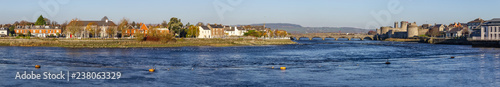 Panorama of Castle, stone bridge and Shannon river