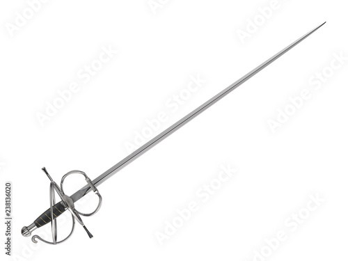 Medieval fencing sword isolated on white background