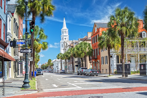 St. Michaels Church and Broad St. in Charleston, SC