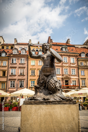Mermaid of Warsaw at the Old Town Market Square, Poland