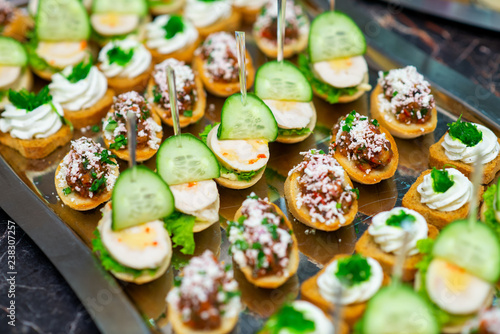 cold appetizers on the buffet table