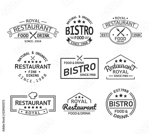 Restaurant and cafe retro logo and branding label