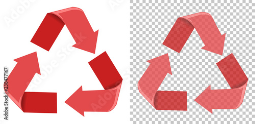 A red recycle sign