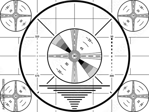 Vintage tv test screen. Black ans white television calibration pattern.