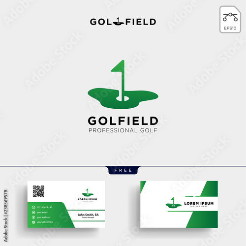 golf location or Map logo template and business card design