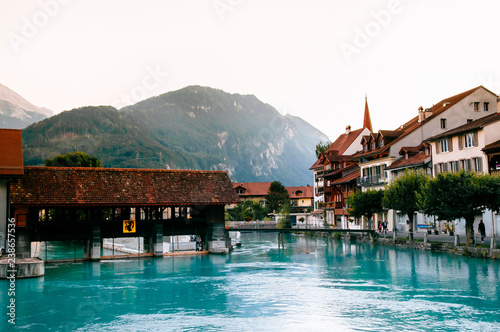 Old town and Aare river in Interlaken, Switzerland