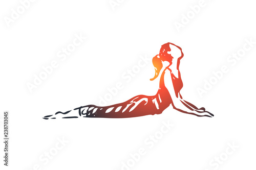 Bend, health, body, yoga, pose concept. Hand drawn isolated vector.
