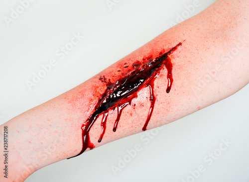  cut wound blood on hand cut sutsyd vein professional makeup flows blood
