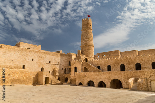 Courtyard of a fortress. Ribat in Monastir, Tunisia