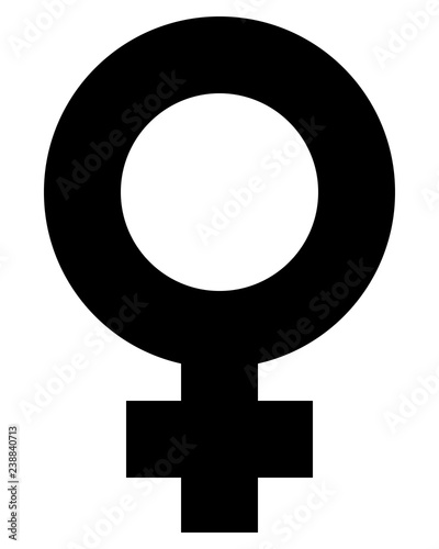 Female symbol icon - black simple thick, isolated - vector