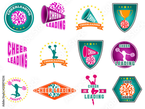 Set of labels, logos for cheerleading