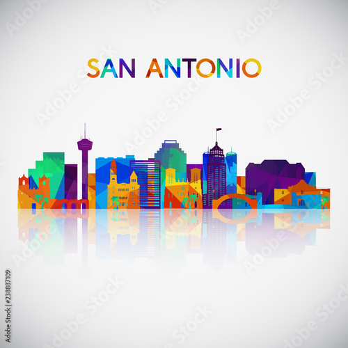 San Antonio skyline silhouette in colorful geometric style. Symbol for your design. Vector illustration.