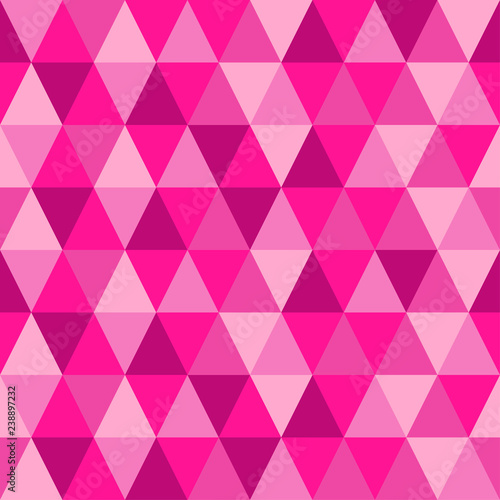 Geometric Seamless Abstract Background with Triangle shapes as mosaic pattern in trendy 2019 color Plastic Pink