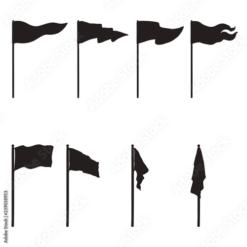 Vector Set of Black Silhouettes Flags