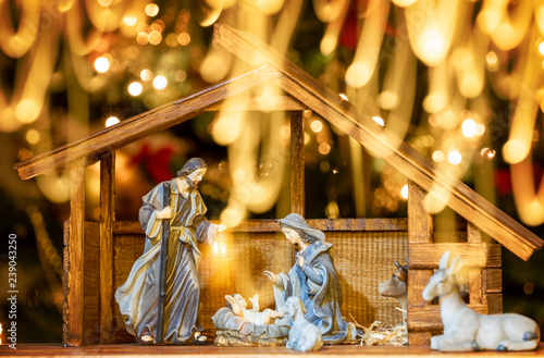 Christmas Manger scene with figurines