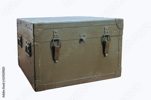 Vintage old military box green storage ammunition lock cloth scratches war dirty broken conflict homeland weapons men