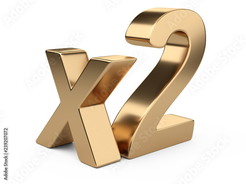 3D golden inscription "x2".