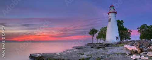 Marblehead Lighthouse on Lake Erie, USA at sunrise