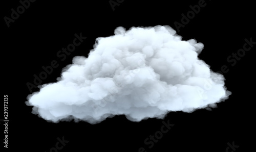 3d rendering of a white bulky cumulus cloud on a black background.