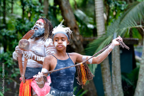 Young Adult Indigenous Australian.Woman Dancing