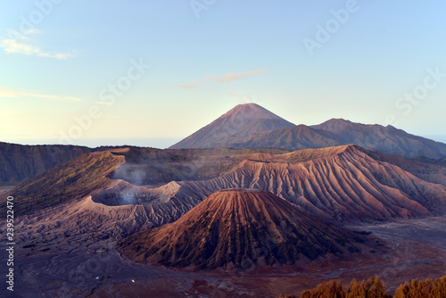 Mount Bromo with mount Batok in the foreground and mount Semeru as the background