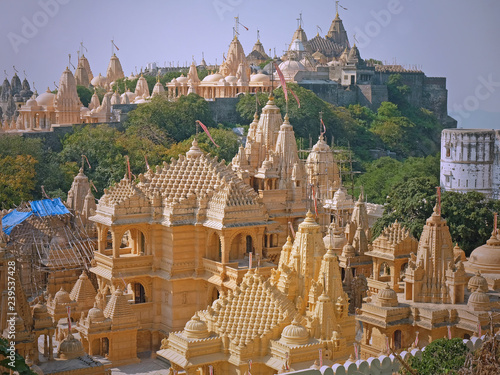 Some of the intricately carved marble shrines making up the temple complex at Palitana, India, a sacred site in the Jain religion that attracts pilgrims from across the world