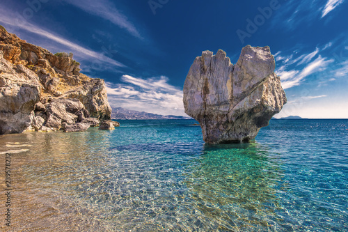 Preveli beach on Crete island with azure clear water, Greece, Europe