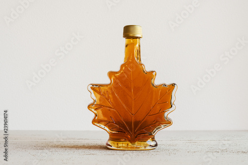 maple syrup in leaf bottle