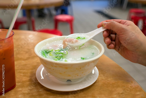 Rice porridge for breakfast, Hong Kong 香港 お粥の朝食