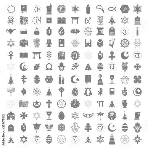 Set of monochrome icons with religious symbols for your design